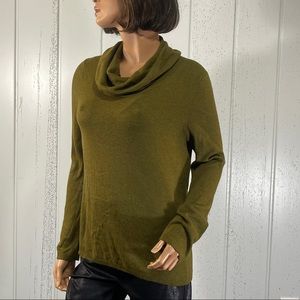 *Ann Taylor LOFT Women’s Mustard Green Cowl Neck Sweater Size L